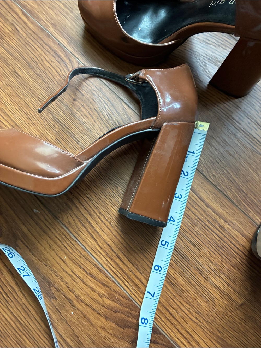 Madden Girl Tan Patent Mary Jane Platform Heels - Picture 2 of 7